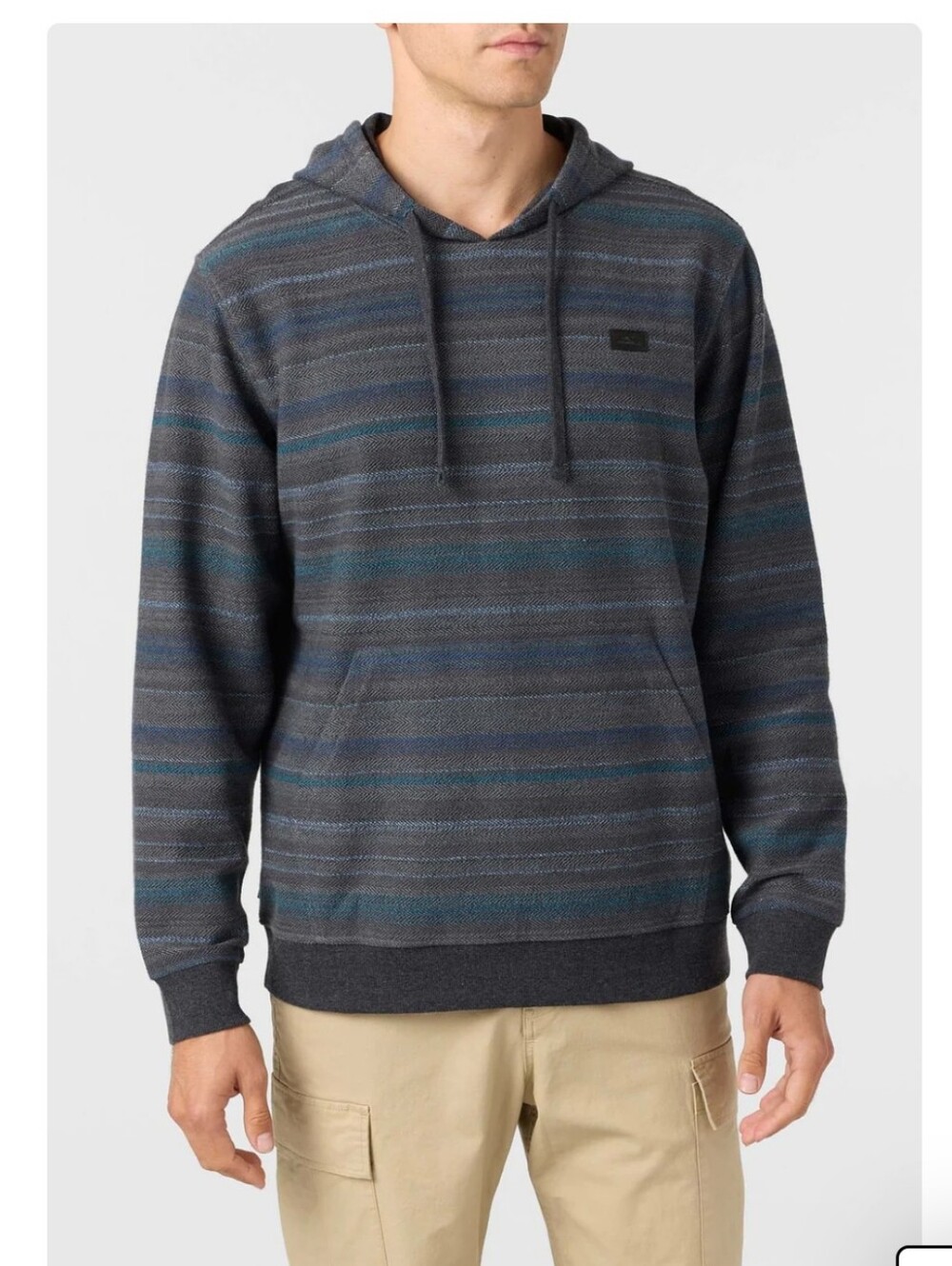 O'Neill Bavaro Stripe Pullover Hoodie Yarn-dye‎ Blue Stripe Men's Size L